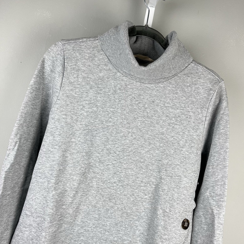Soft Surroundings Lidia Turtleneck Sweatshirt Womens L Gray Side Button Casual